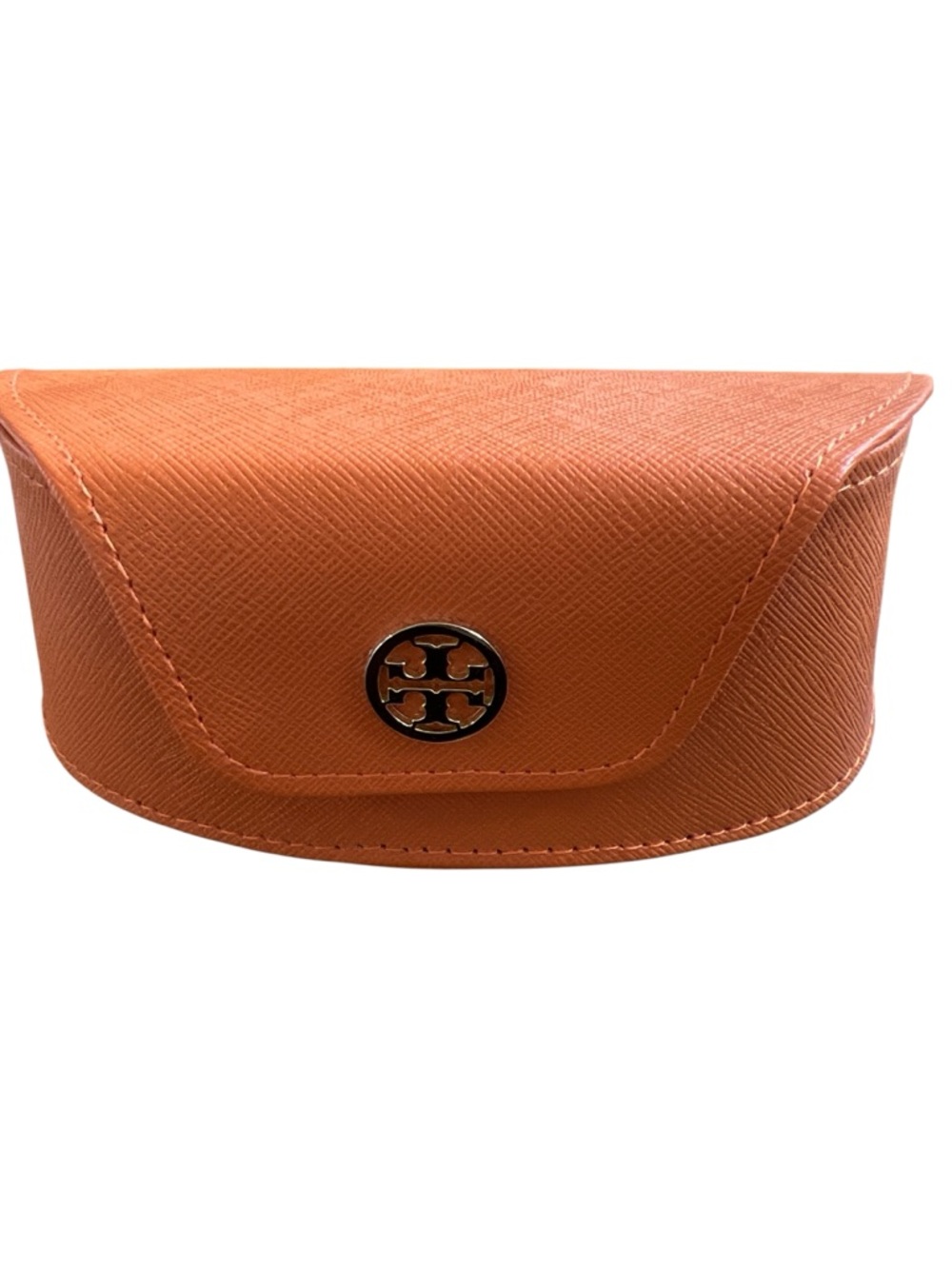 Tory Burch Orange Saffiano Leather Eyewear Case with Logo